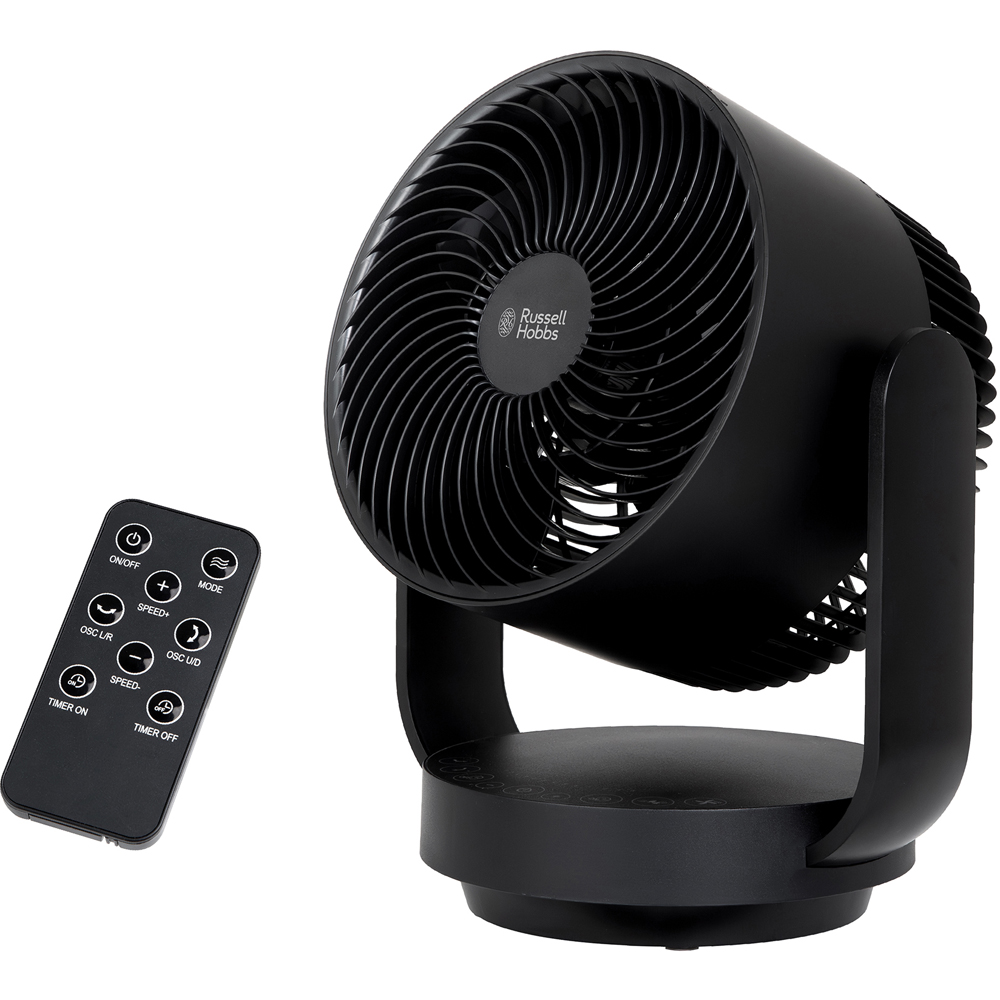 Russell Hobbs Black Oscillating Desktop Circulator Fan with Remote 9 inch Image 2