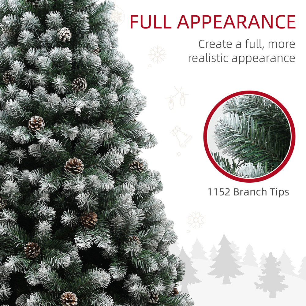 Everglow Snow Dipped Green Artificial Christmas Pine Tree with Pinecones 7ft Image 6