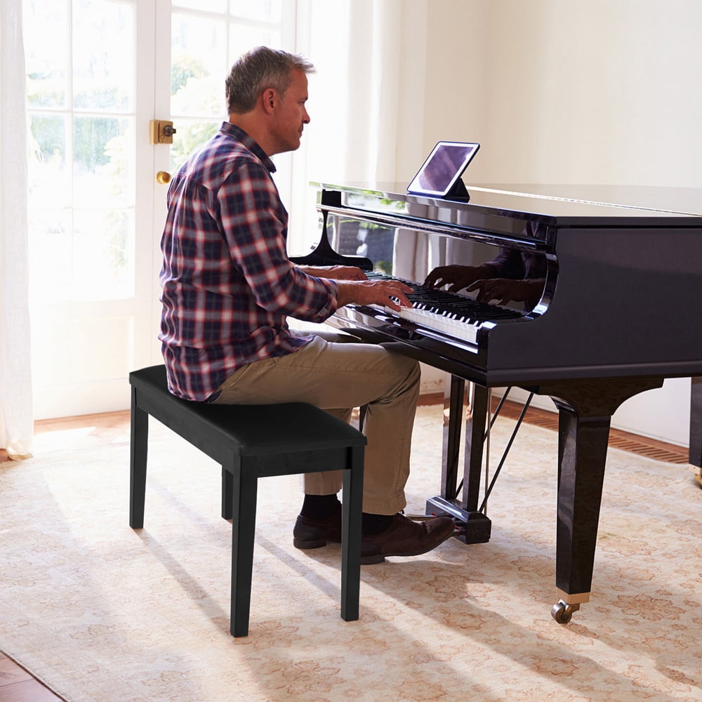 Costway 2 in 1 Black Padded Piano Bench Image 4