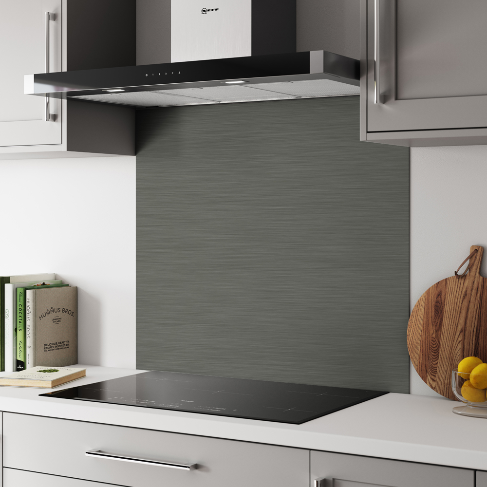 Alloy Brushed Steel and Titanium Kitchen Hob Splashback 900 x 800 x 4mm Image 2