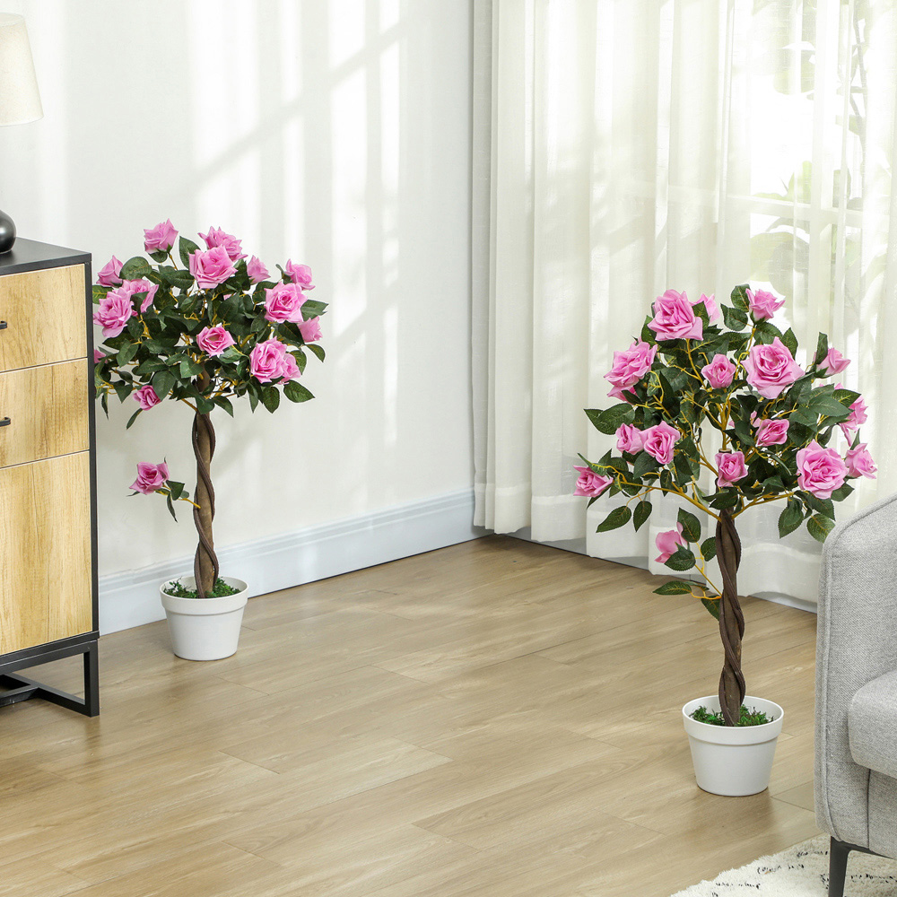 Portland Purple Rose Artificial Tree in Pot 90cm 2 Pack Image 2