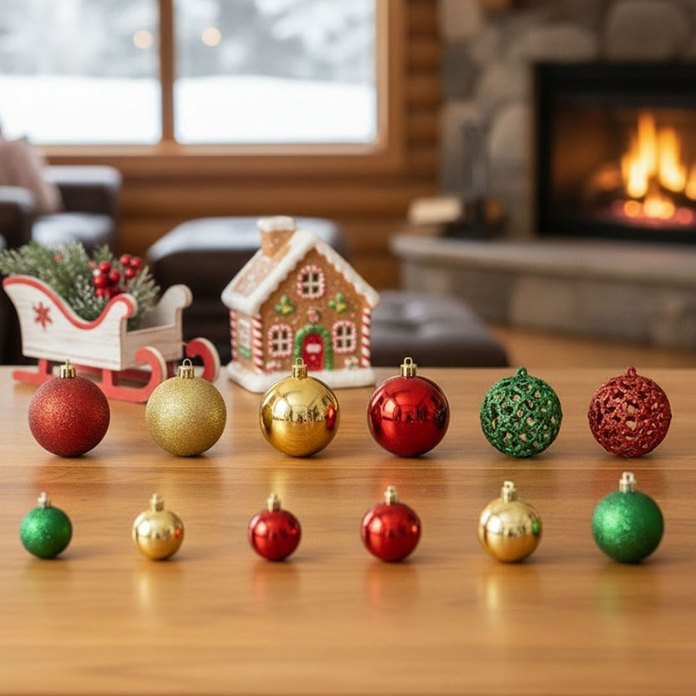 Living and Home 100 Piece Multicolour Christmas Bauble Set with Storage Box Image 2