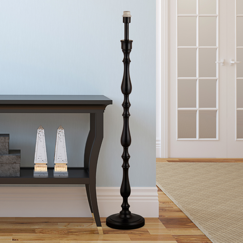 Lighting Collection Baldwin II Black Candle Stick Spindle Floor Lamp Base 132cm Image 2