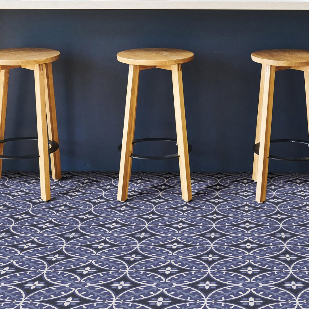 Floorpops Capri Purple White and Charcoal Peel and Stick Floor Tile 30.48 x 30.48cm 10 Pack Image 1