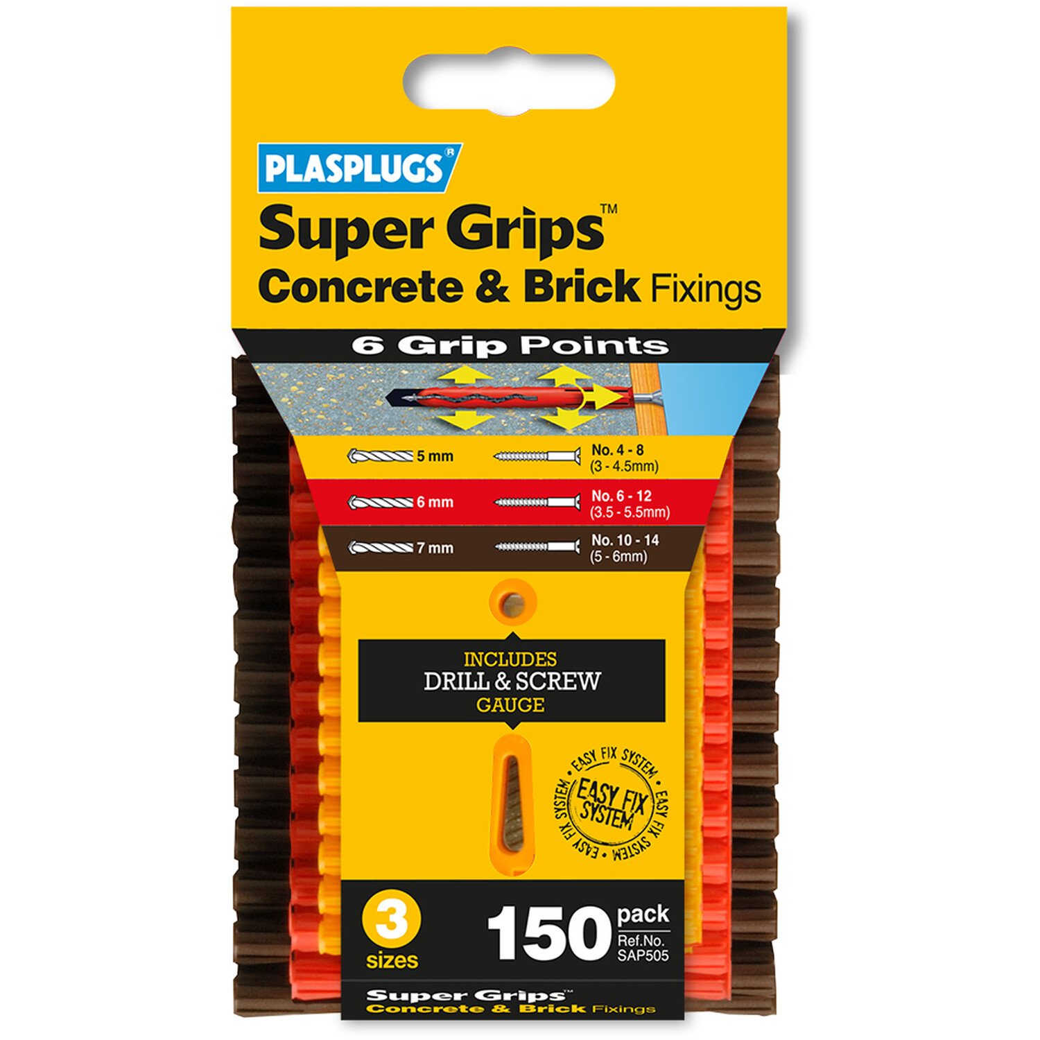 Pack of 150 Plasplugs Super Grips Concrete and Brick Fixings Image 2