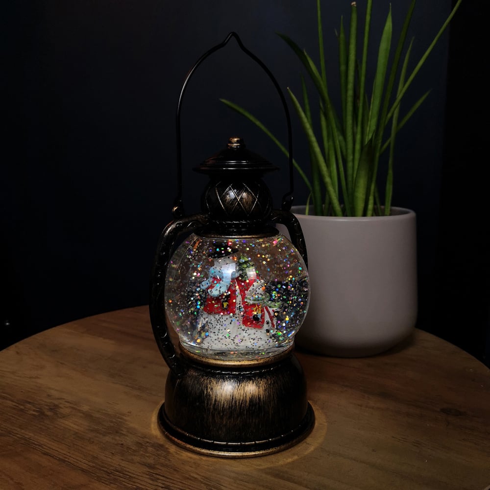 Samuel Alexander Snowy Snowman LED Christmas Water Spinner Antique Lantern 20cm Image 5
