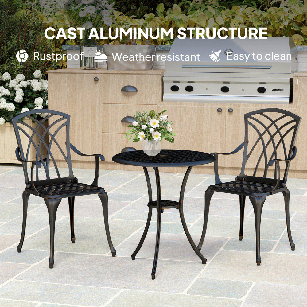 Outsunny 2 Seater Garden Bistro Set with Umbrella Hole Image 5