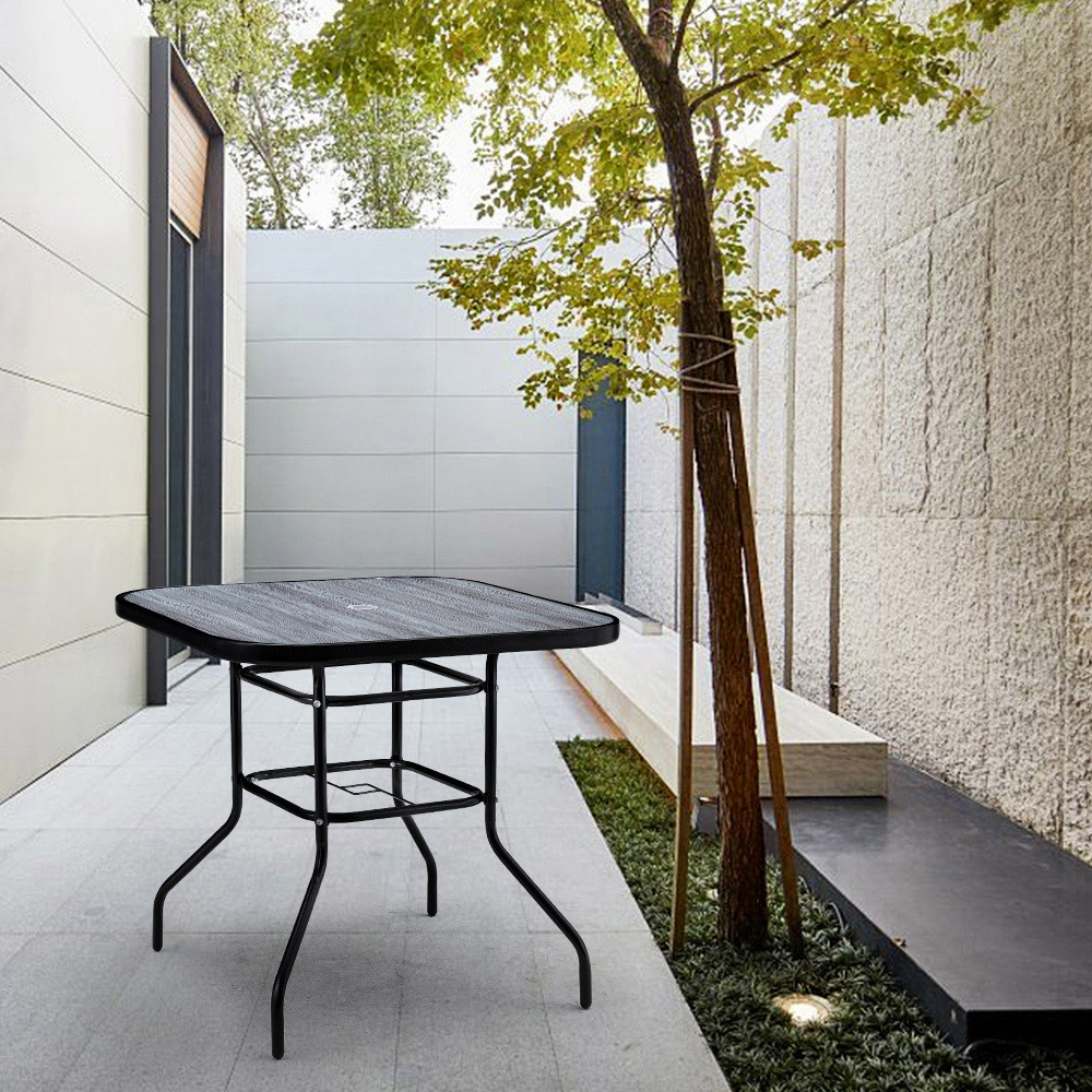 Living and Home Black Tempered Glass Square Garden Coffee Table Image 8