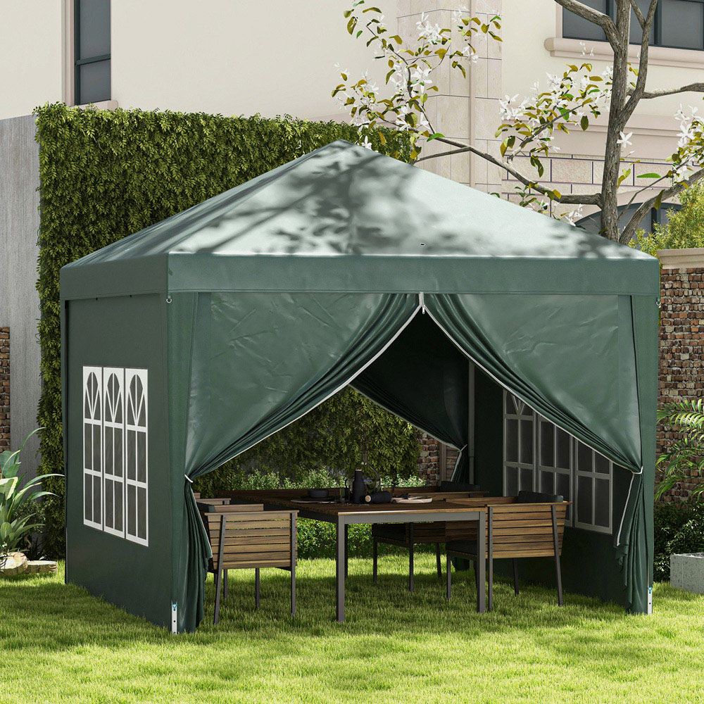 Outsunny 3 x 3m Green Party Canopy Tent with Carry Bag Image 1