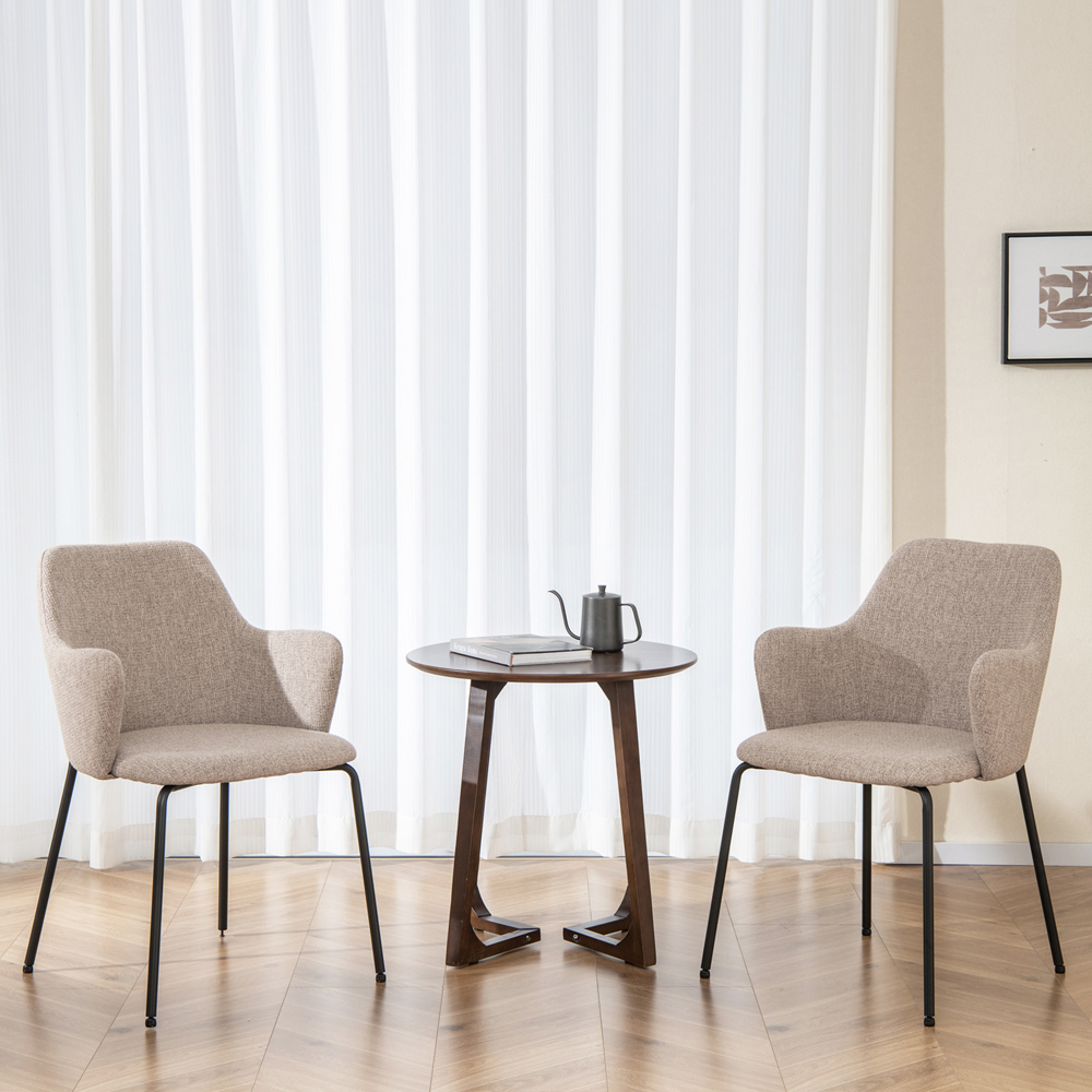 Costway Set of 2 Beige Upholstered Dining Chairs Image 4