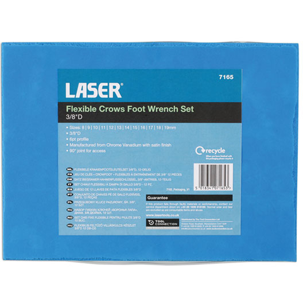 Laser 7165 12 Piece 3/8 inch D Flexible Crows Foot Wrench Set Image 9