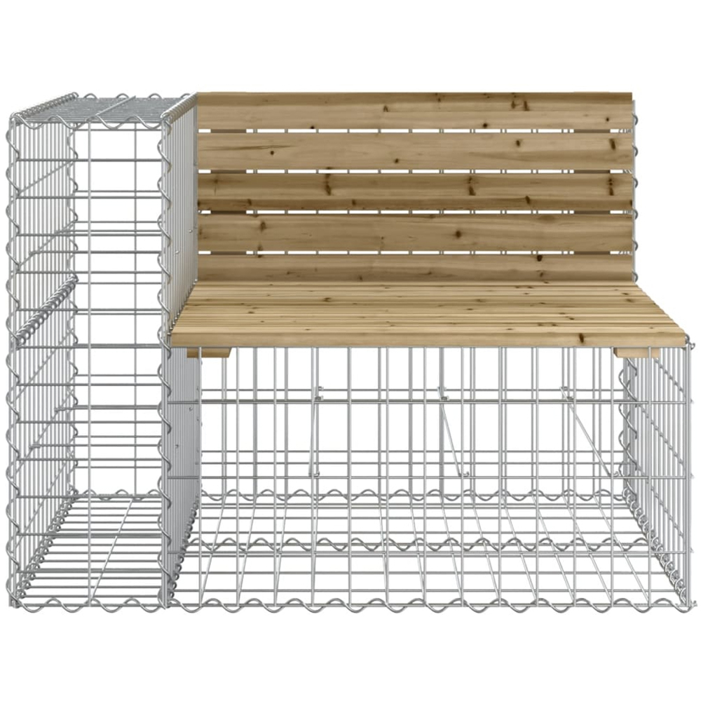 vidaXL Brown Solid Impregnated Pine Wood Gabion Design Garden Bench 92 x 71 x 65.5cm Image 2
