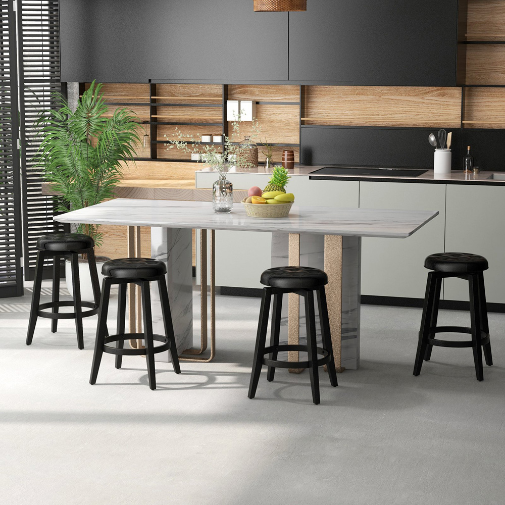 Costway Black Swivel Upholstered Bar Stool Set of 2 Image 4