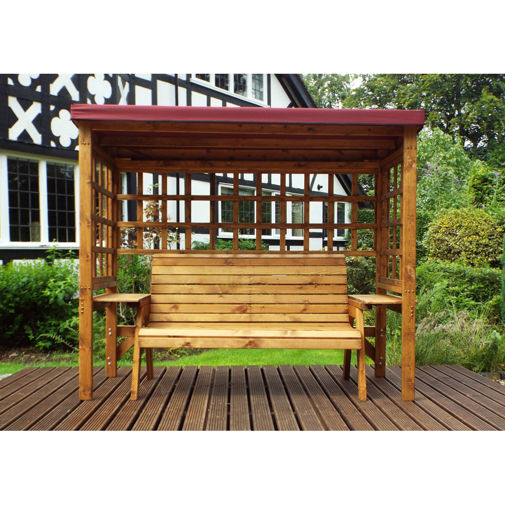 Charles Taylor Wentworth 3 Seater Arbour with Burgundy Roof Cover Image 3