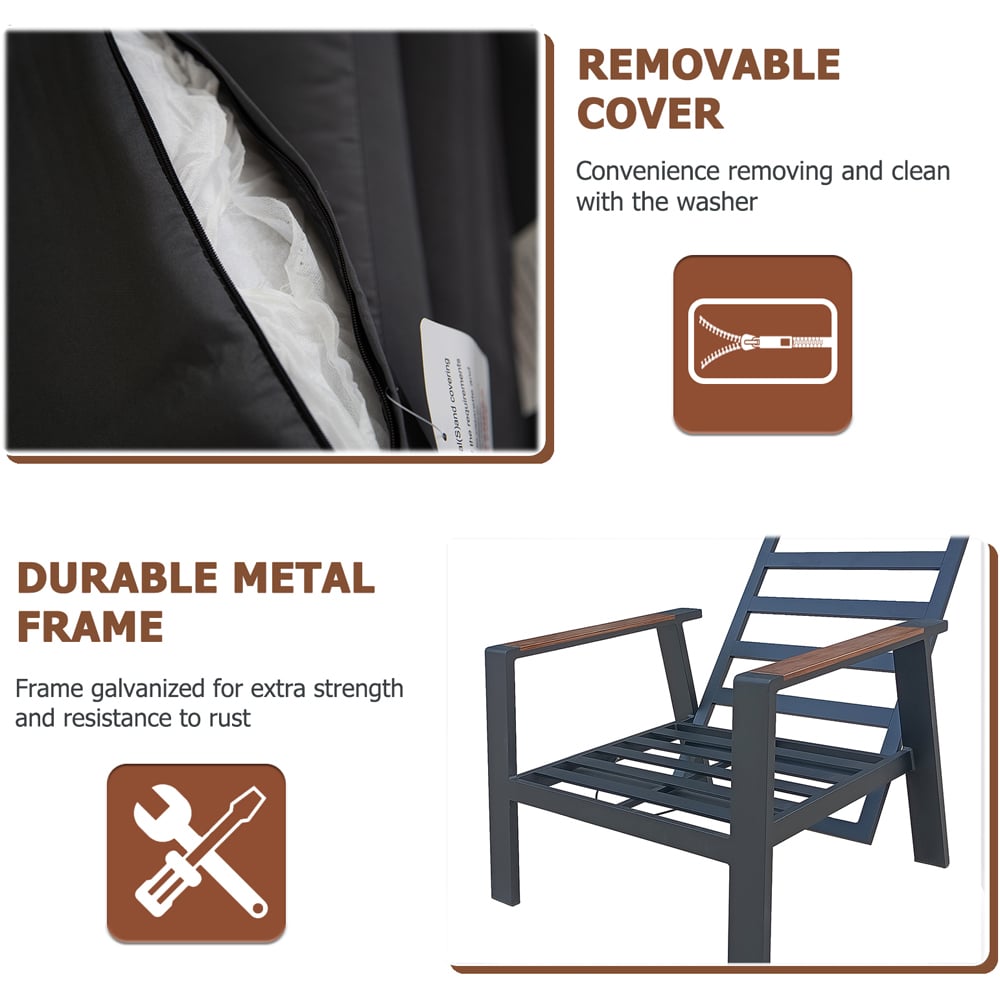 Furniture One 4 Seater Aluminium Garden Recliner Dining Set with Fire Pit Image 4