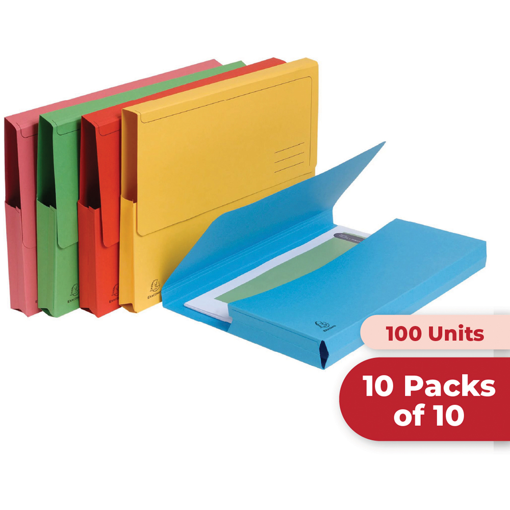 Exacompta A4 Assorted Colours Document Wallet 10 Pack Image 1