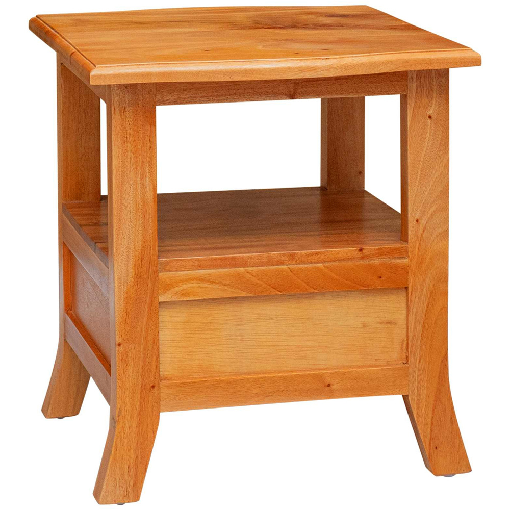 vidaXL Single Drawer Single Shelf Natural Rustic Solid Mahogany Wood Bedside Table Image 3