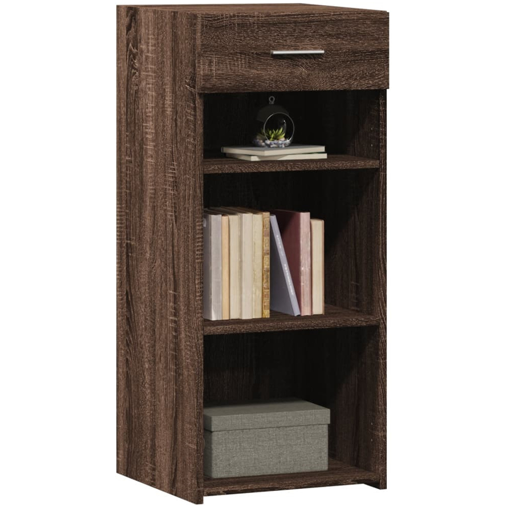 vidaXL Single Drawer 3 Shelf Brown Oak Sideboard Image 3
