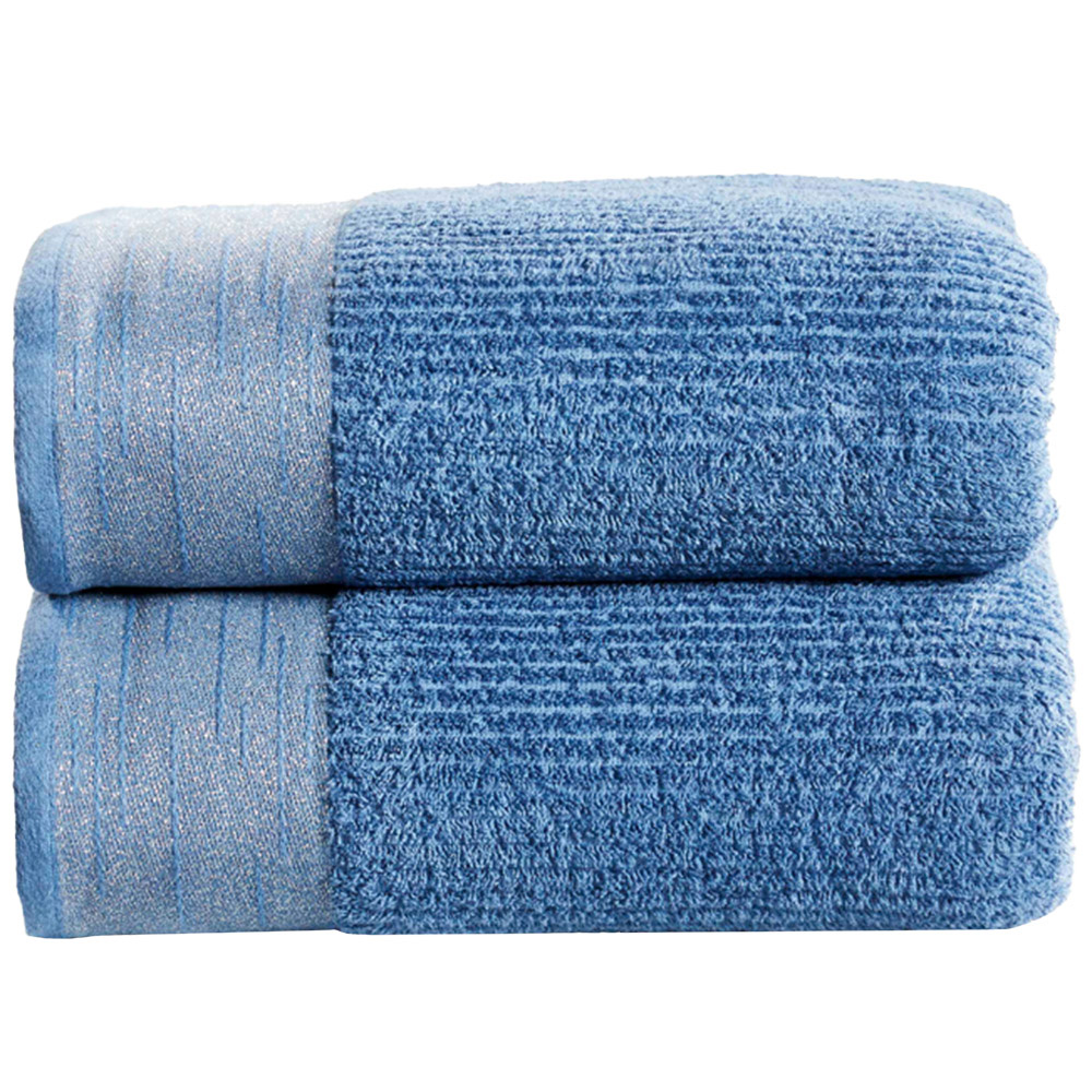 Rapport Home Mayfair Blue Ribbed Weave Cotton Bath Sheet Image 1
