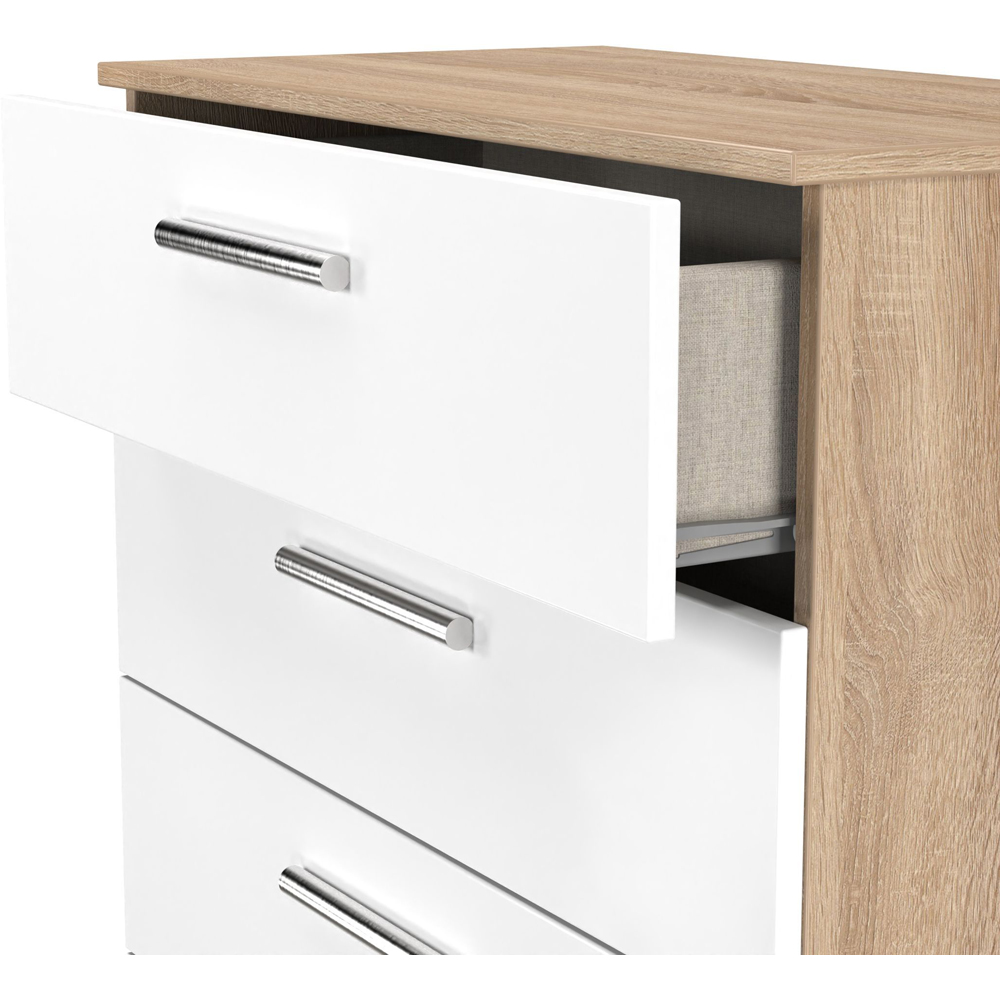 Crowndale Contrast 4 Drawer White Matt and Bardolino Oak Chest of Drawers Ready Assembled Image 6