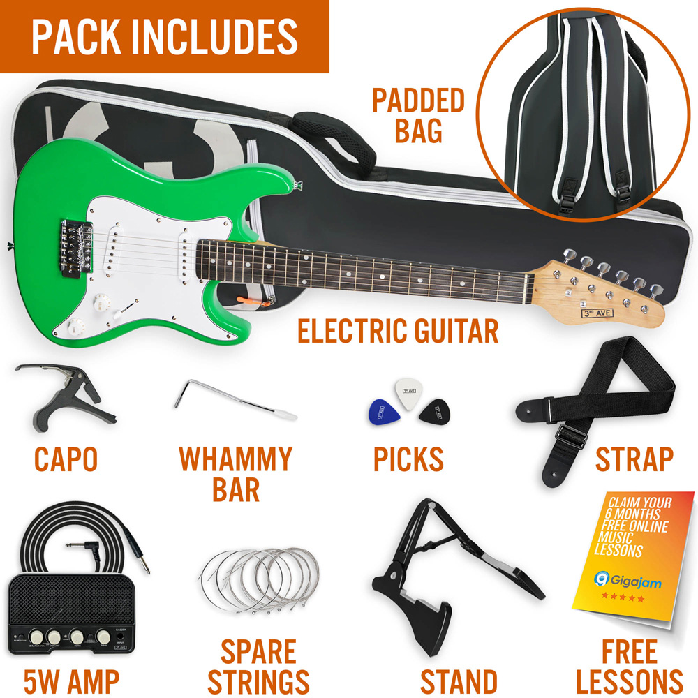 3rd Avenue Green 3/4 Size Electric Guitar Set Image 5