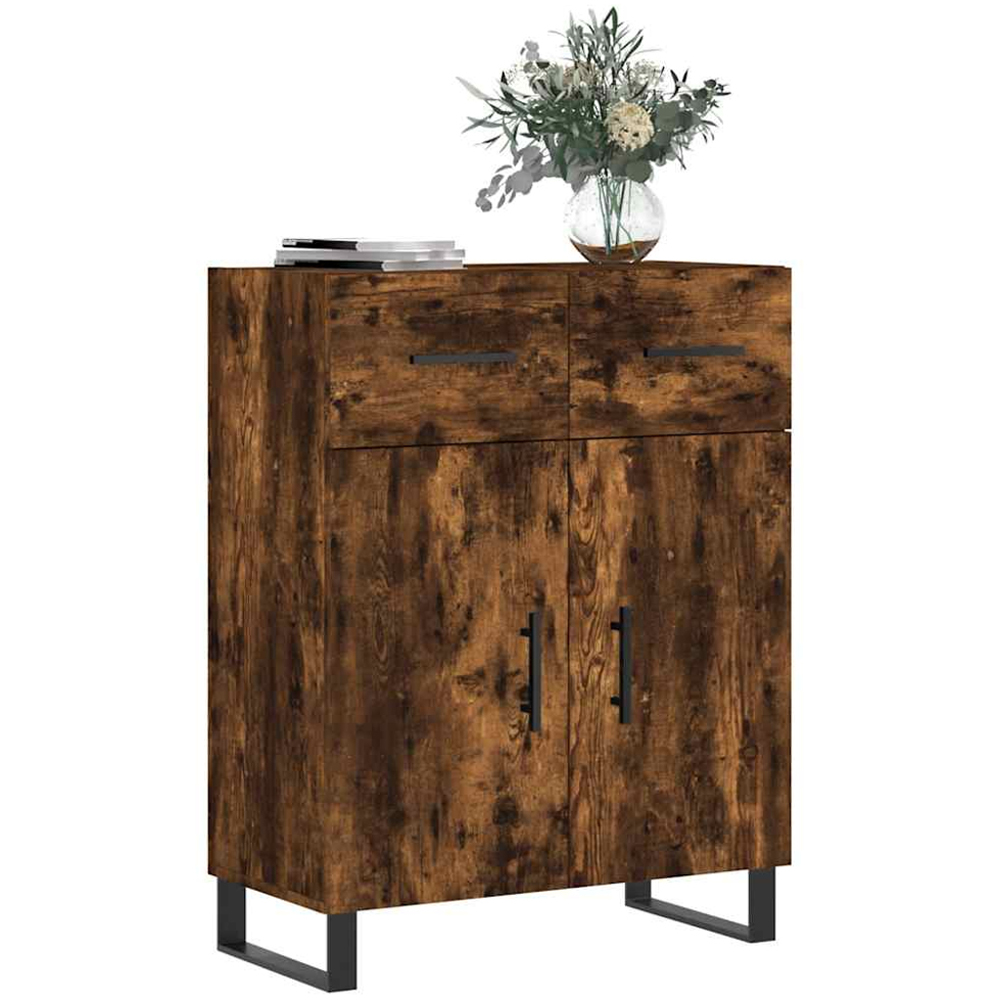 vidaXL 2 Door 2 Drawer Smoked Oak Sideboard Image 3