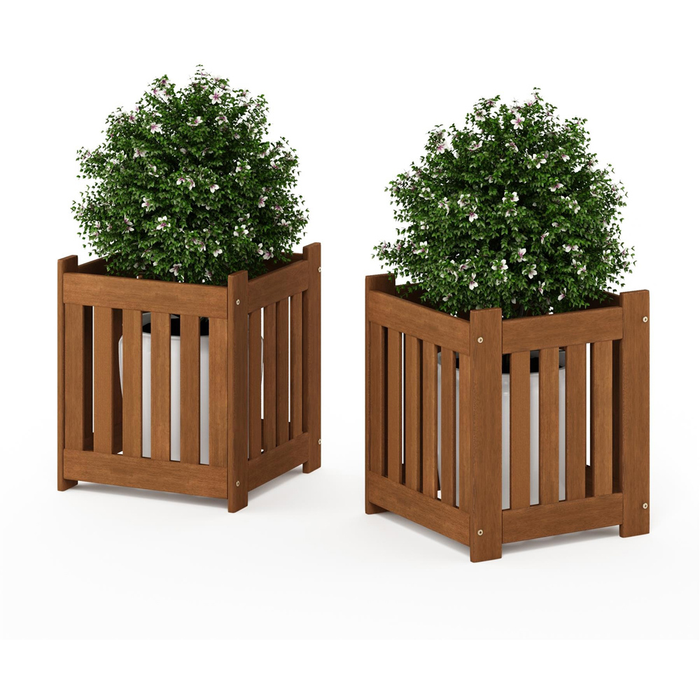 Walplus Hardwood Garden Flower Planter Box 46 x 40cm 2 Pack Image 4