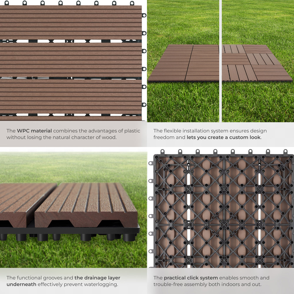 tectake Tegulas 11 Piece Brown Wood Look Outdoor Tile Set Image 4