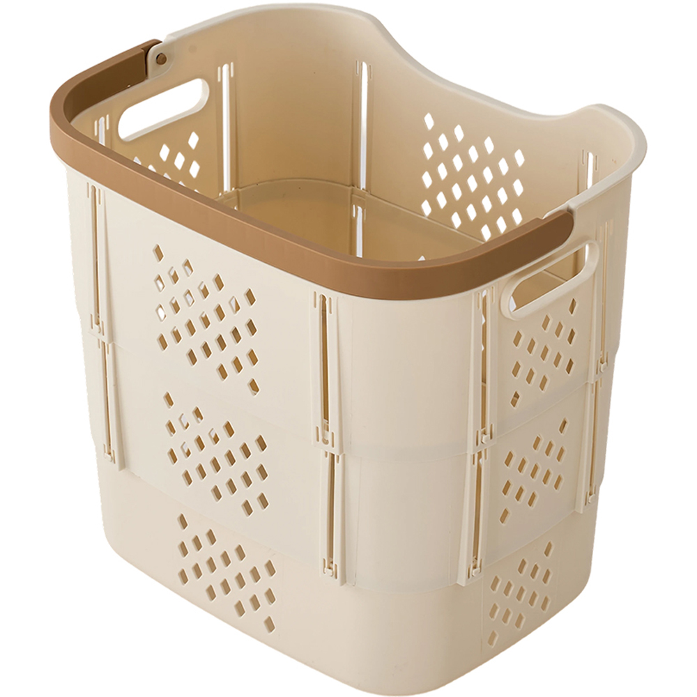 Living and Home Cream Collapsible Plastic Laundry Basket with Handle Image 3