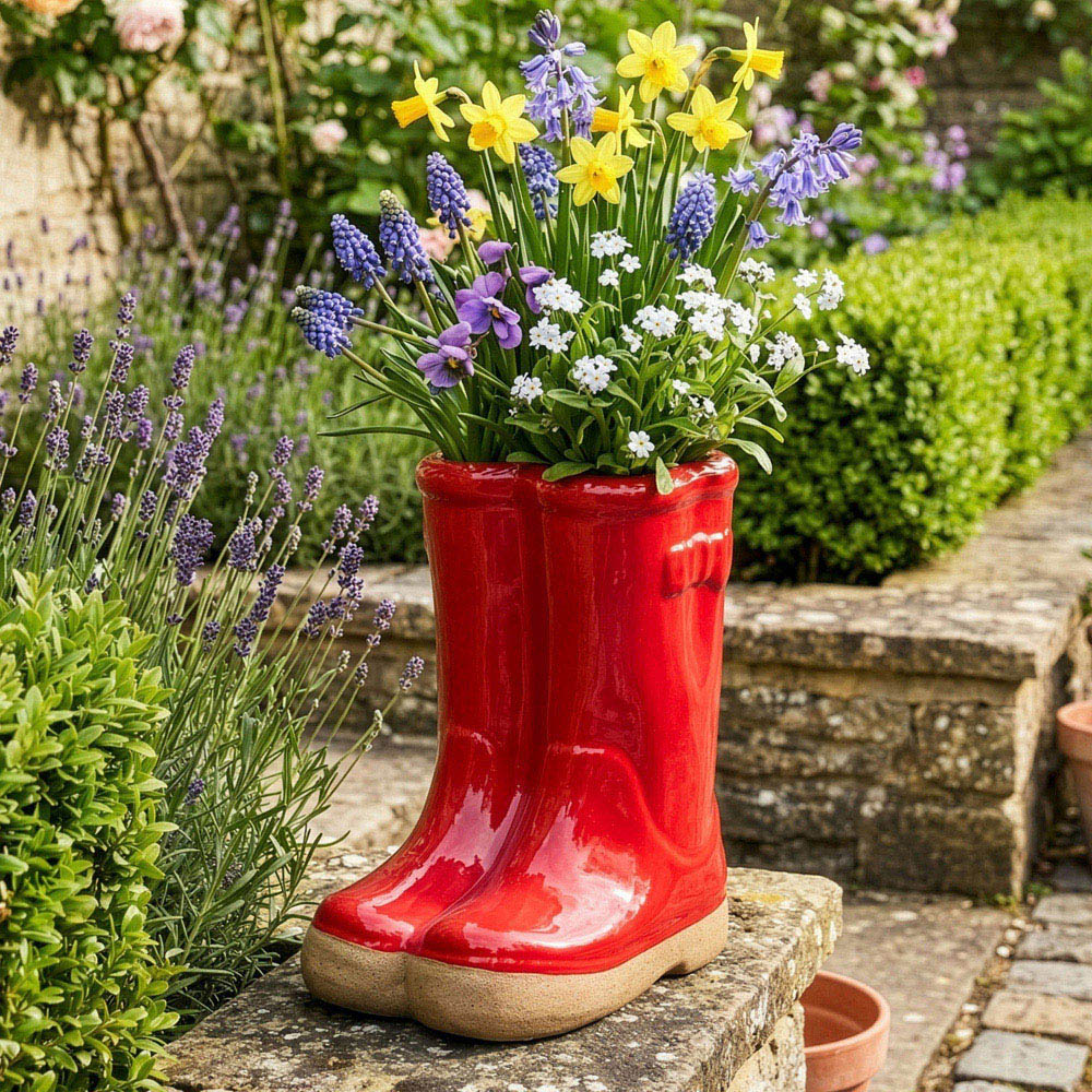 Dibor Red Double Wellington Planter 17cm Image 2
