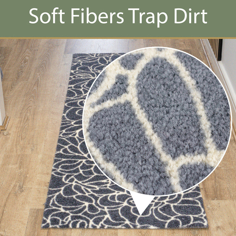 JVL Mega Grey Floral Latex Backed Door Runner 57 x 150cm Image 8