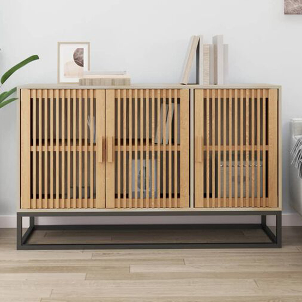 vidaXL 3 Door Brown Sideboard Image 1