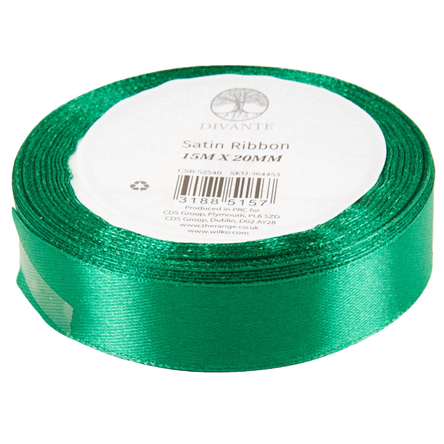 Satin Ribbon 15m - Emerald Green Image 2