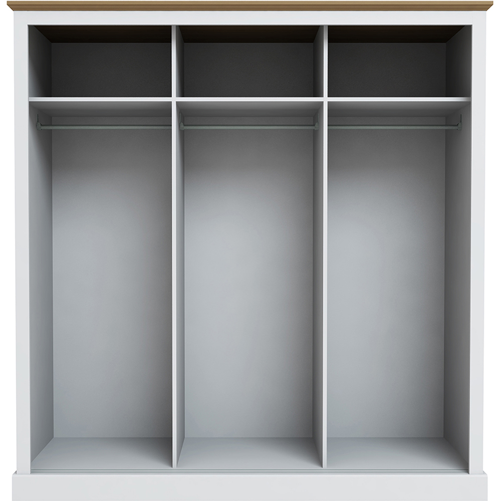 Devon 3 Door White Sliding Wardrobe with Mirror Image 3