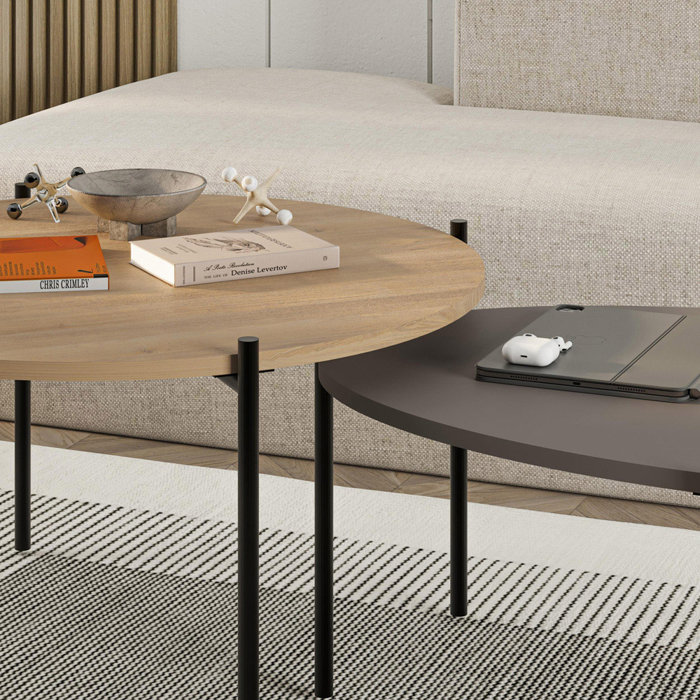 Decortie Odelia Sapphire Oak Nest of Tables Set of 2 Image 3