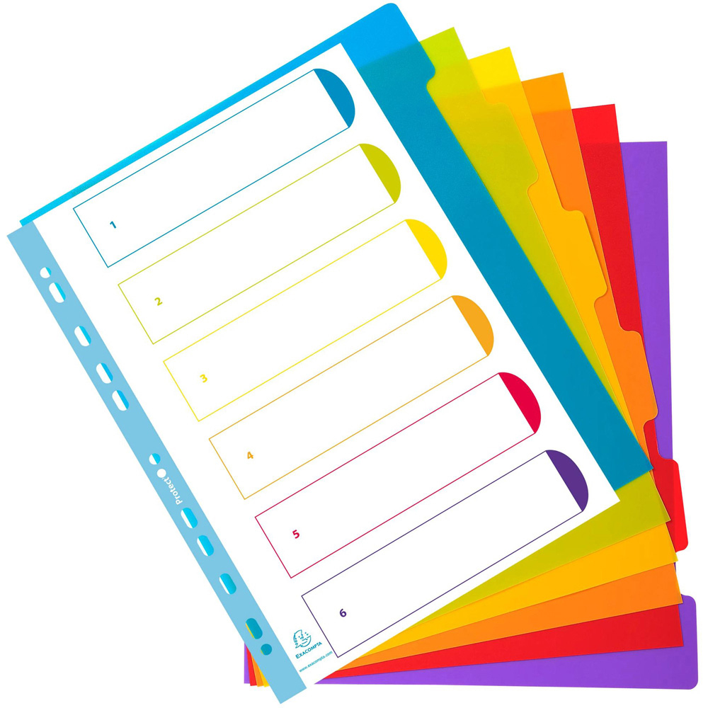 Exacompta Campus A4 Maxi 6 Section Translucent Polypropylene Divider 25 Pack Image 4