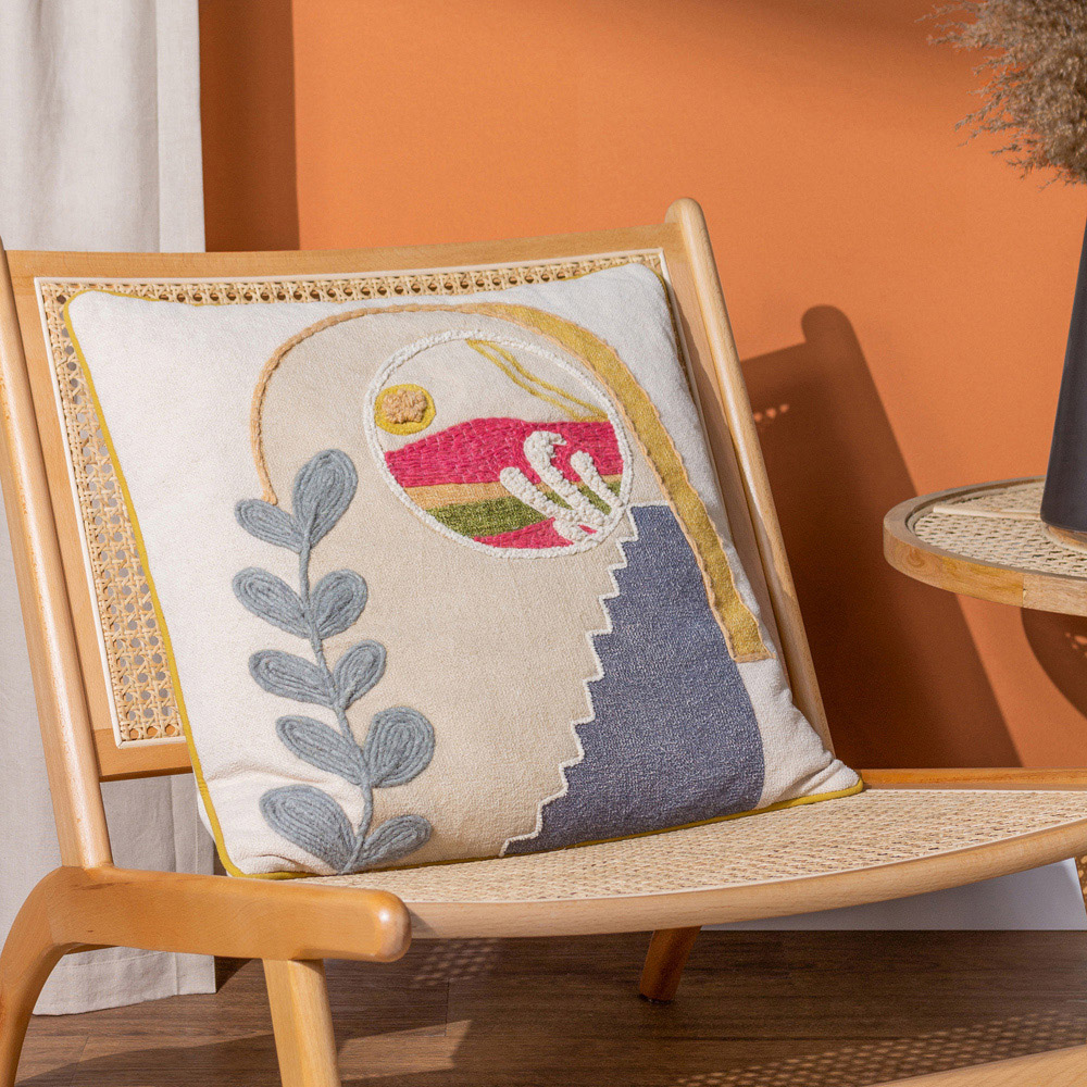 furn. Margo Multicolour Embroidered Cushion Image 2