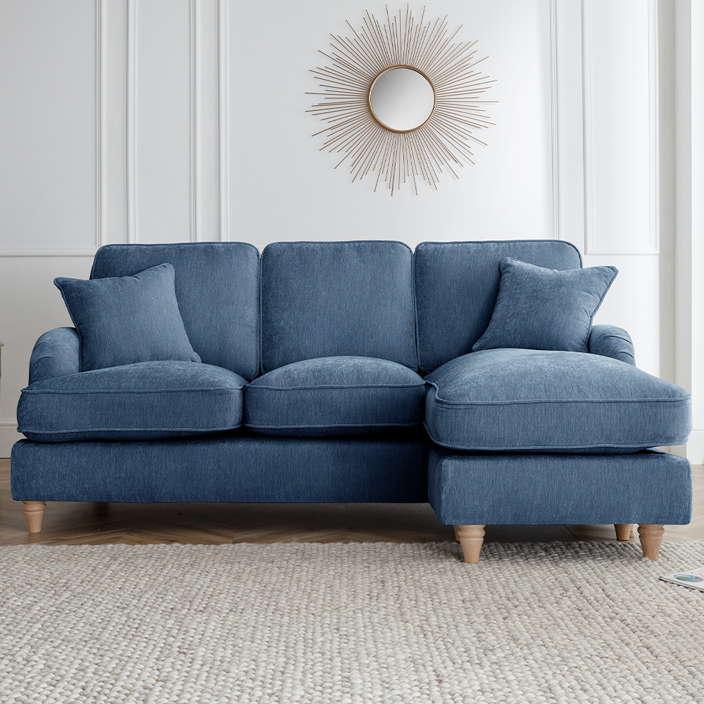 The Vienna 3 Seater Navy Right Hand Chaise Sofa Image 1
