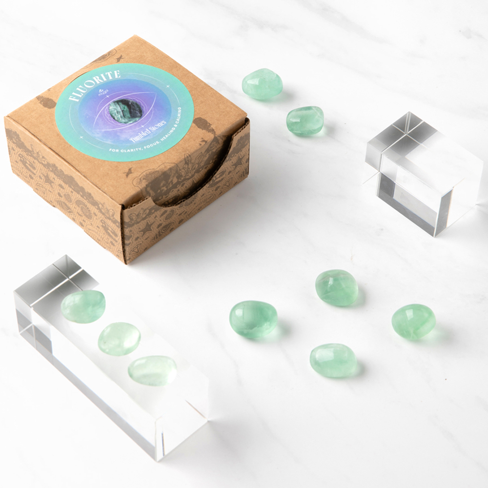 Myga 50 Piece Fluorite Tumbled Stone Display Image 2
