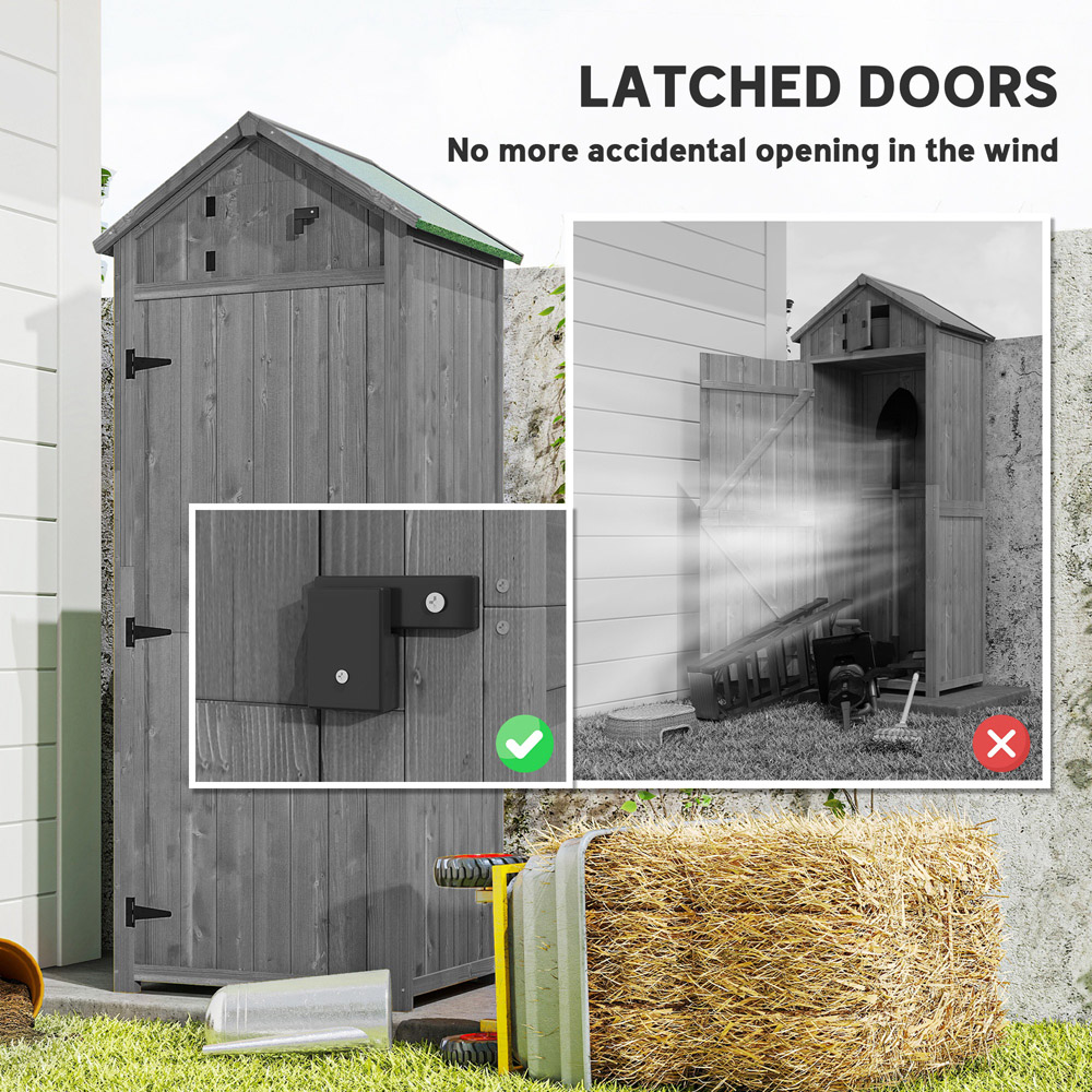Outsunny 2.5 x 1.8ft Grey Wooden Garden Tool House Shed Image 7