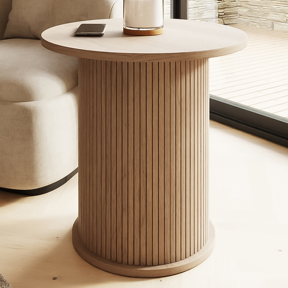 GFW Omari Oak Slatted Side Table Image 1