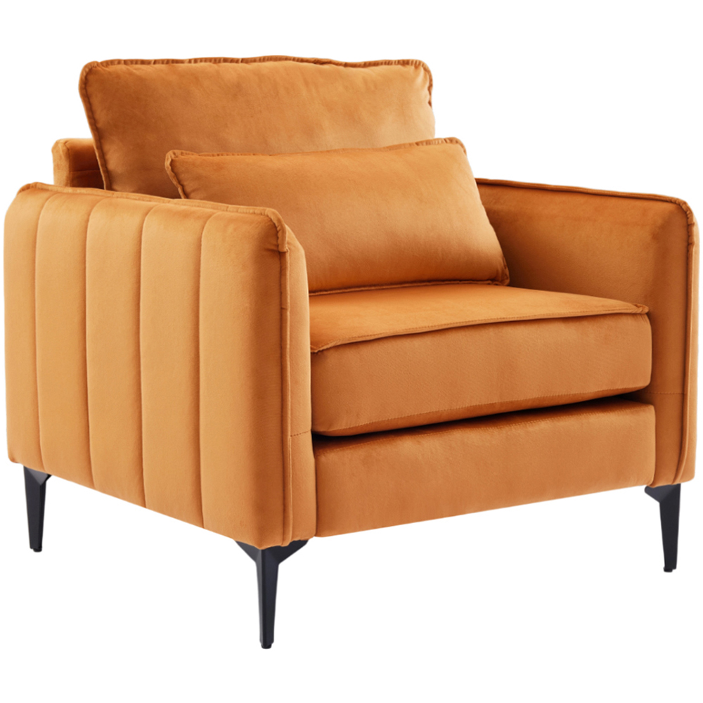 Living and Home Orange Fleece Fabric Armchair with Cushions Image 2