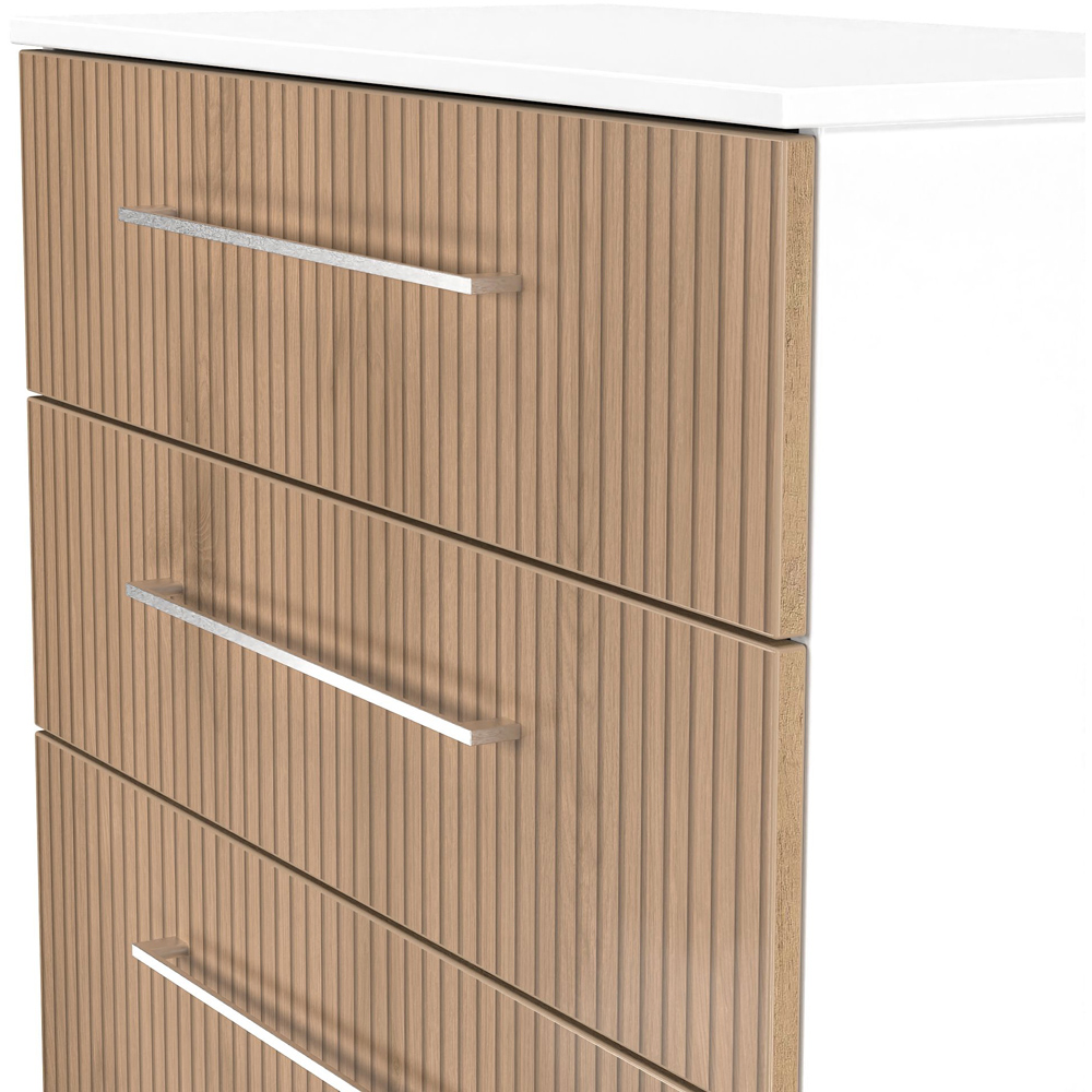 Crowndale Worcester 4 Drawer Slatt Effect and White Deep Chest of Drawers Ready Assembled Image 6