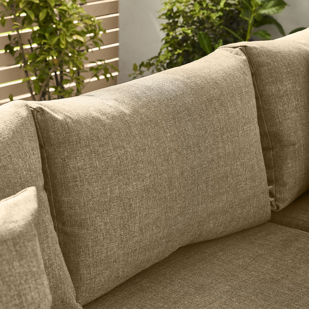 Furniturebox Bermuda Wood Effect, Olive and White Metal 6 Seater Outdoor Sofa Set Image 2