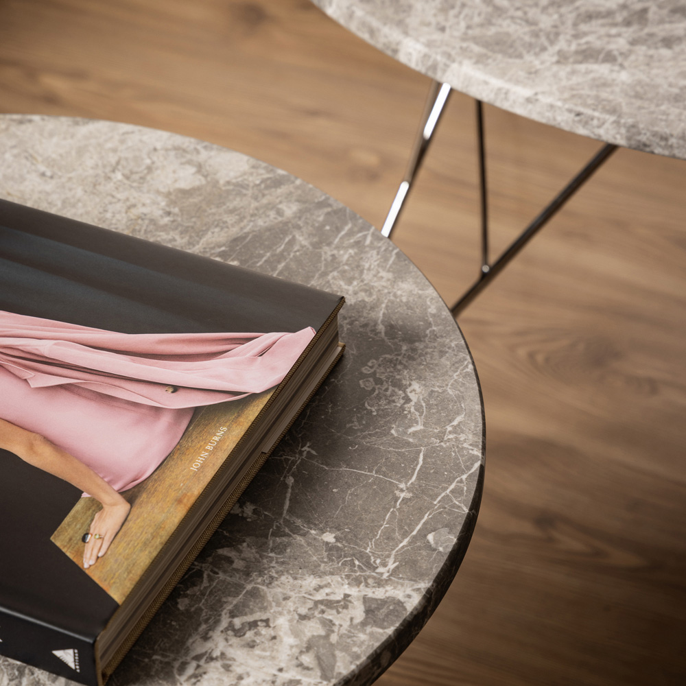 Florence Prunus Grey and Brown Marble Top Round Coffee Table Image 7