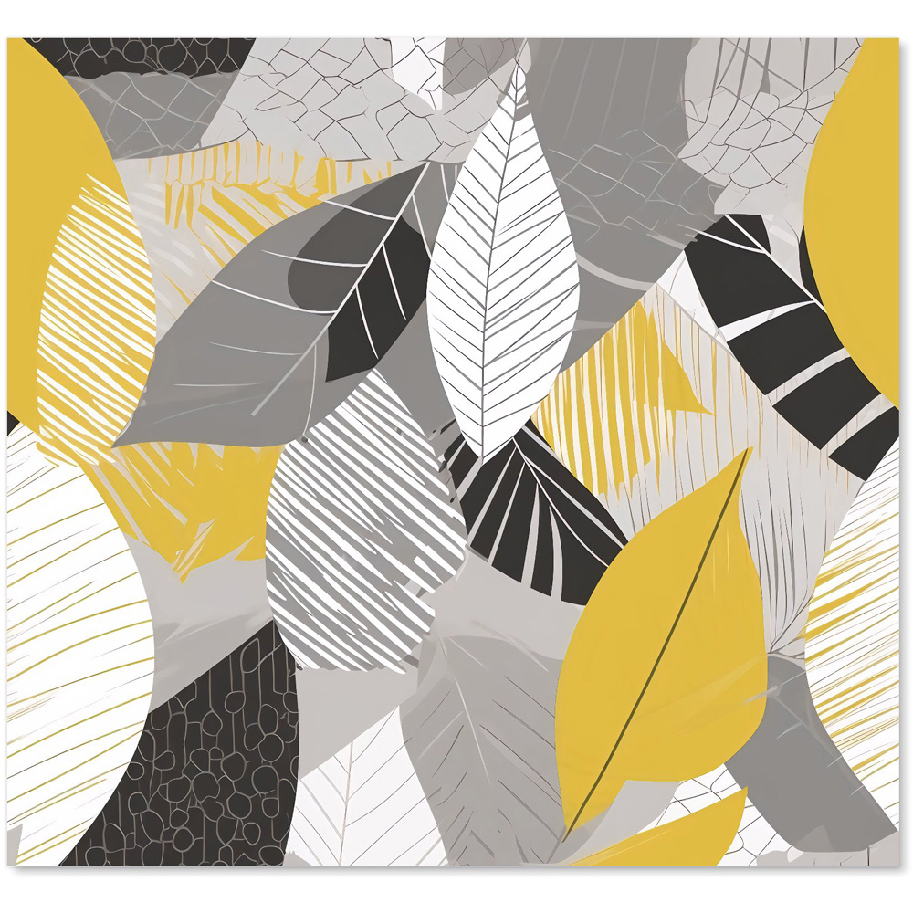 Warren Reed Designer Grey and Yellow Autumn Leaves Glass Kitchen Splashback 65 x 70cm Image 2