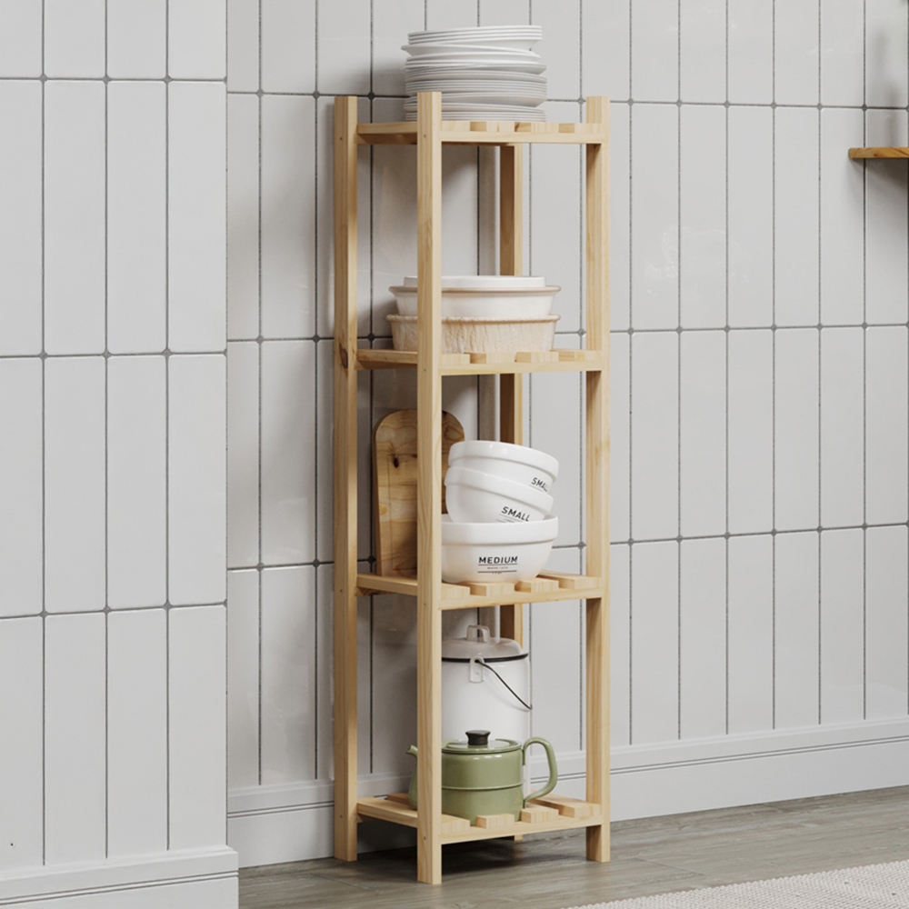 Core Products 4 Shelf Narrow Slatted Storage Unit Image 1