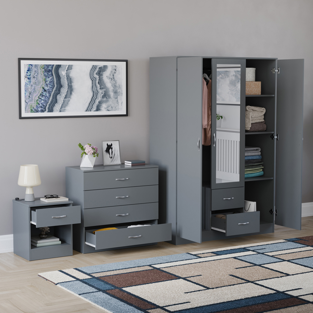 VIDA DESIGNS Riano Grey 3 Piece Bedroom Furniture Set Image 5