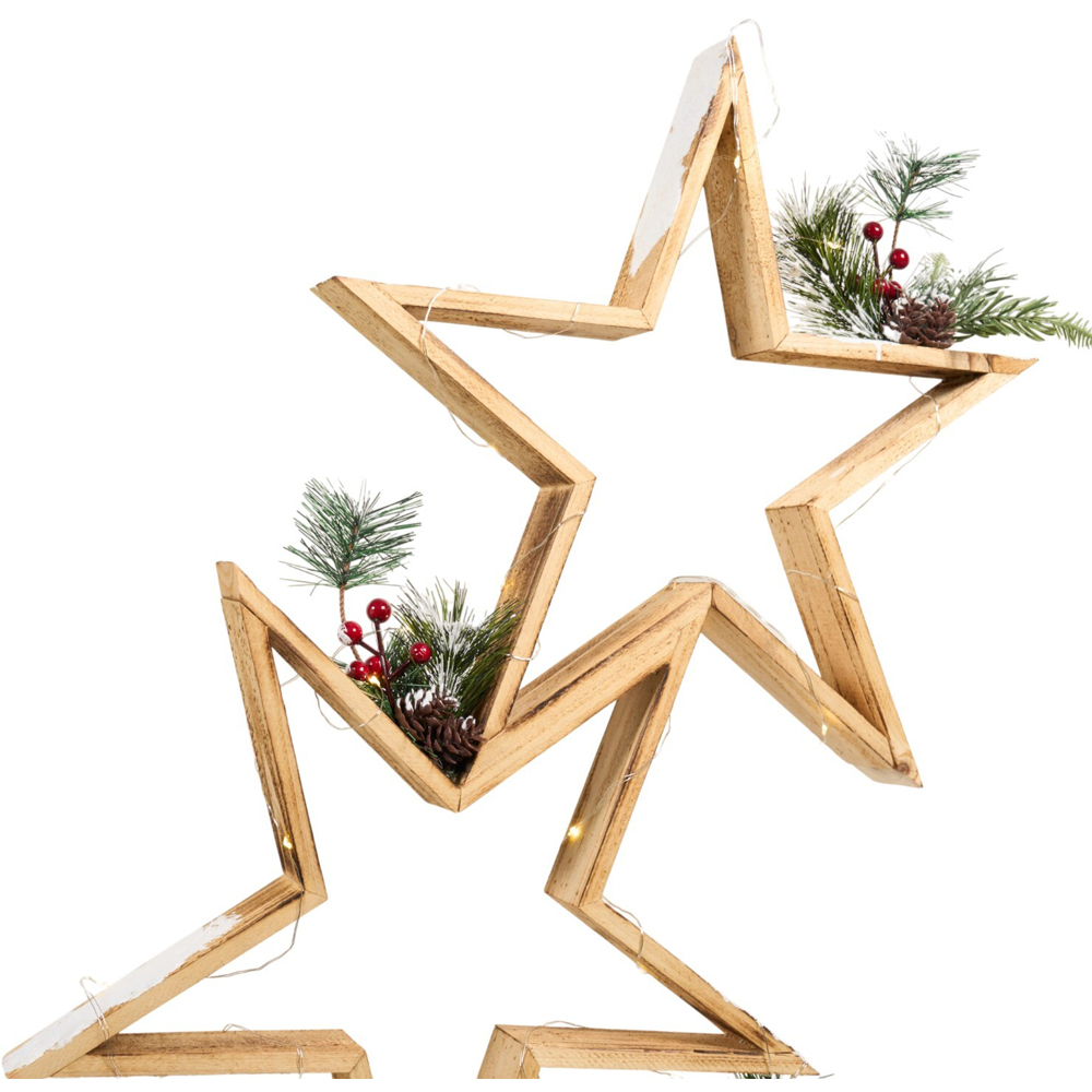 LED Stacking Wooden Star Decoration Image 6