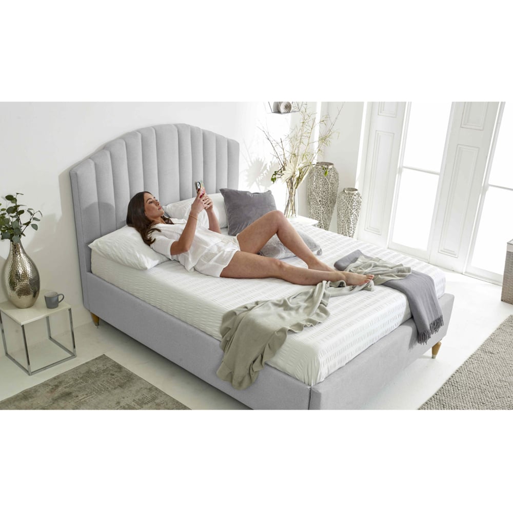 Eleganza Henrik King Size Silver Arlington Fabric Bed Frame with Curved Headboard Image 5